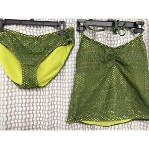 Ann Cole Green Crochet Tankini Set
